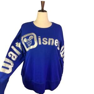 DISNEY Walt Disney World  Blue & Silver Sweatshirt Embroidered 1X